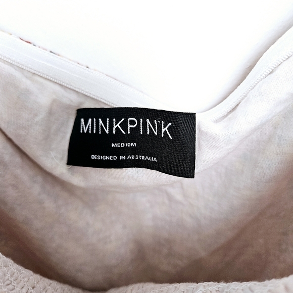 Mink Pink Sz M Morwell Smocked Bishops Sleeve Floral Midi Flowy Summer Dress - Picture 4 of 12